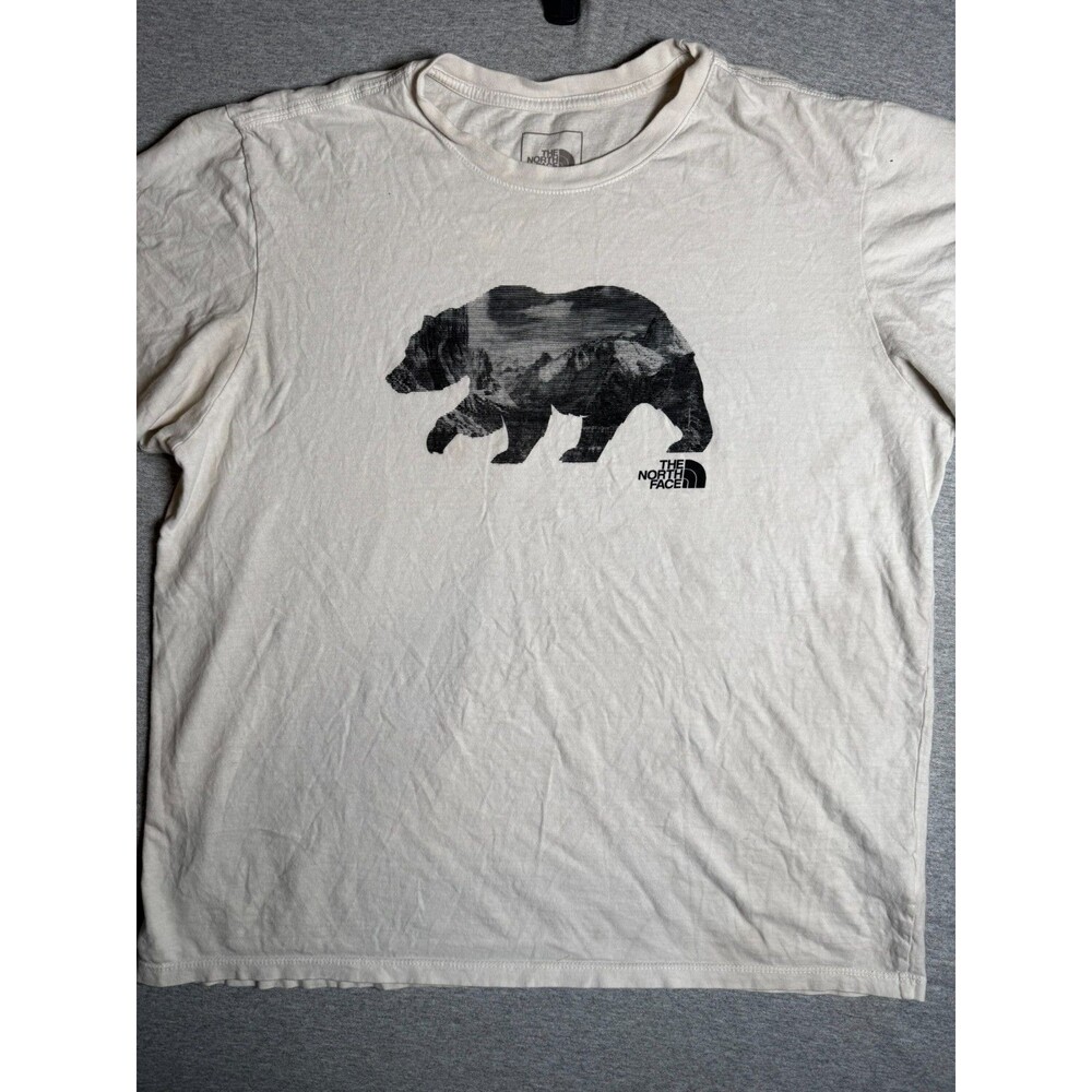 The North Face T Shirt Mens XL White Grizzly Bear Logo Graphic Tee Short Sleeve